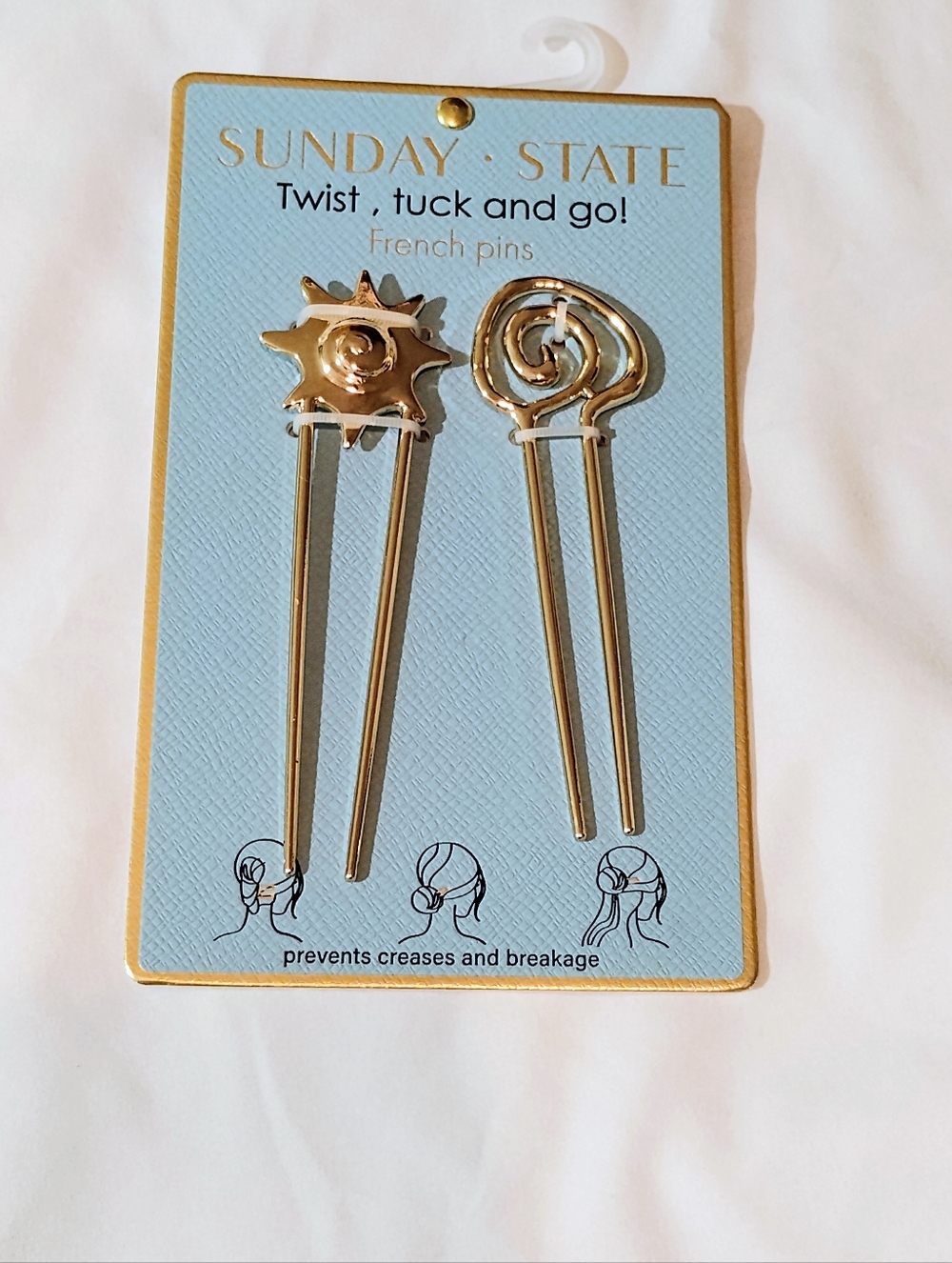 Sunday State Gold Sun & Swirl Twist French Hair Pins